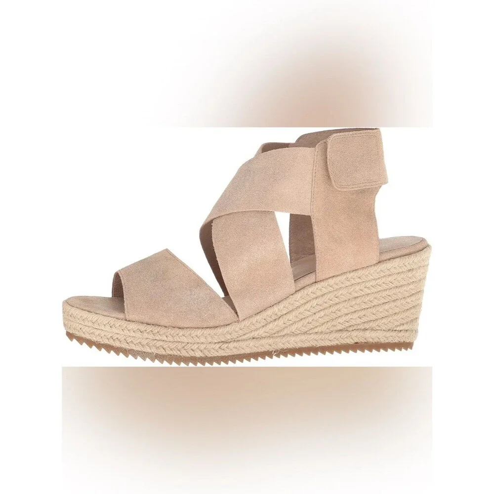 Eileen Fisher Willow 3 Espadrille Wedge Sandal in Metallic Taupe Suede size 10